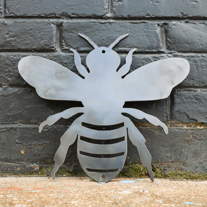 Garden Bumble Bee Metal Sign - Honey Bee Home Wall Art - Flowers, Summer Yard Decor