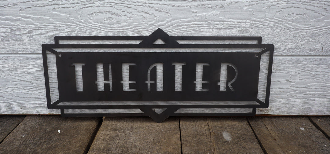 Metal Art Deco Theater Marquee Sign - Vintage Cinema Decor - Retro Home Theater Art - Movie Room Decor - Vintage Film Art - Free Shipping
