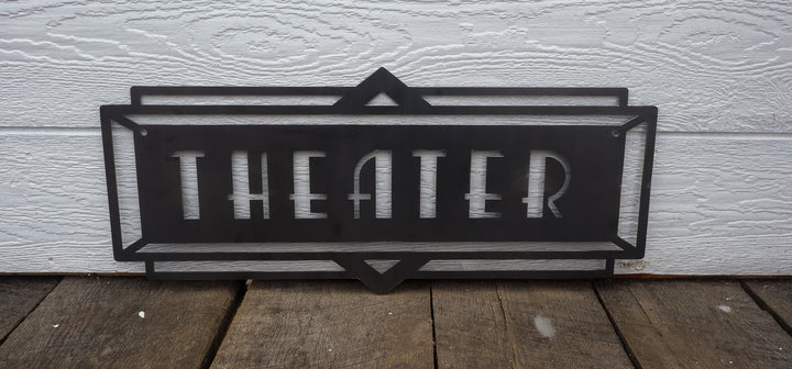 Metal Art Deco Theater Marquee Sign - Vintage Cinema Decor - Retro Home Theater Art - Movie Room Decor - Vintage Film Art - Free Shipping