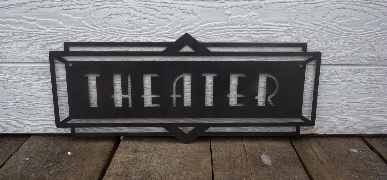 Metal Art Deco Theater Marquee Sign - Vintage Cinema Decor - Retro Hom ...