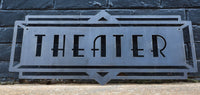 Thumbnail for Metal Art Deco Theater Marquee Sign - Vintage Cinema Decor - Retro Home Theater Art - Movie Room Decor - Vintage Film Art - Free Shipping
