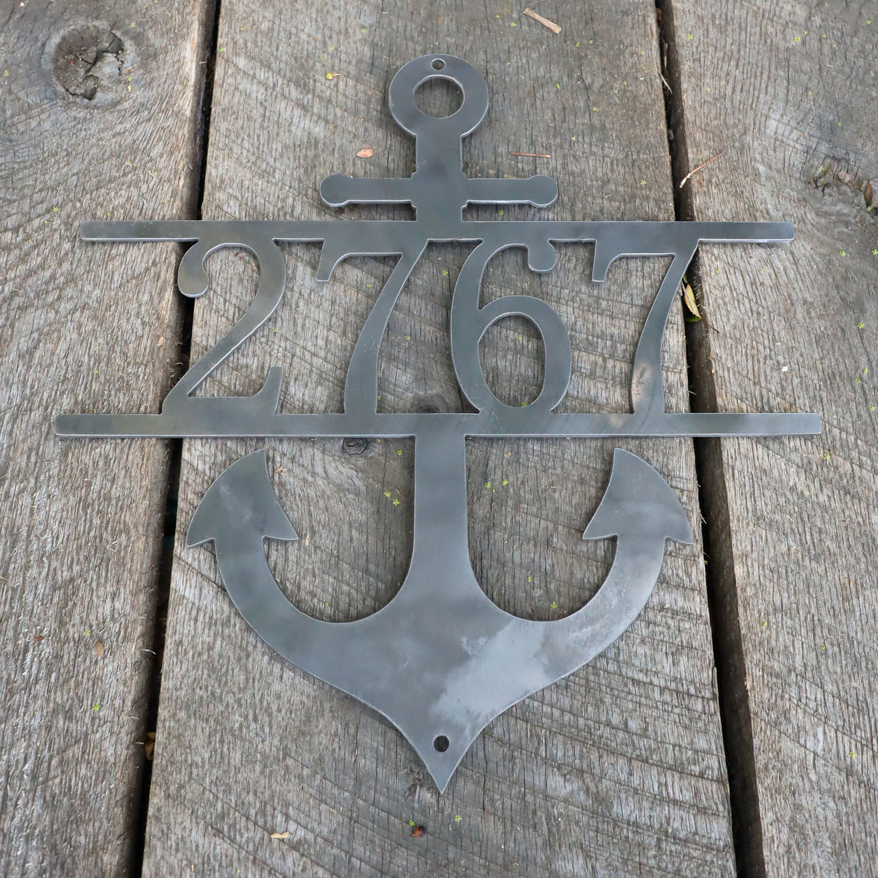 Nautical Address Sign - Metal Anchor Front Porch Home Decor - Beach House Wall Art
