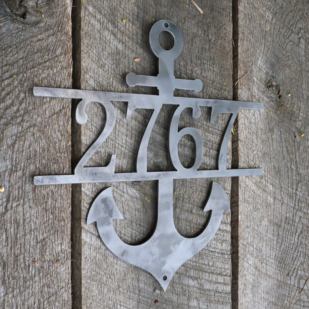 Nautical Address Sign - Metal Anchor Front Porch Home Decor - Beach House Wall Art