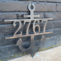 Thumbnail for Nautical Address Sign - Metal Anchor Front Porch Home Decor - Beach House Wall Art