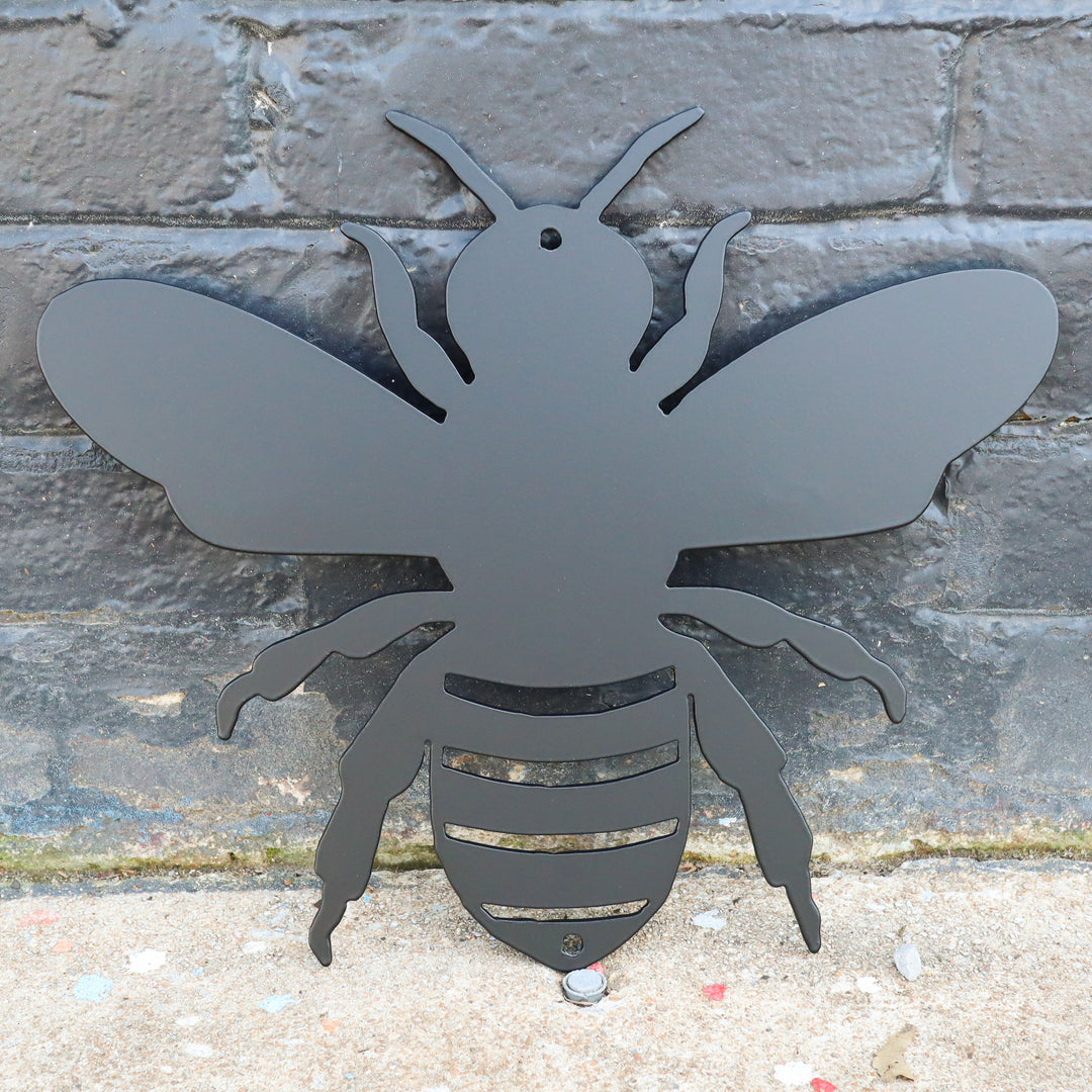Garden Bumble Bee Metal Sign - Honey Bee Home Wall Art - Flowers, Summer Yard Decor