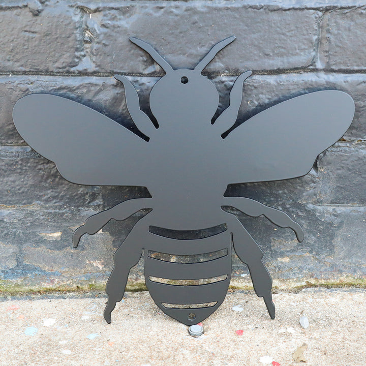 Garden Bumble Bee Metal Sign - Honey Bee Home Wall Art - Flowers, Summer Yard Decor