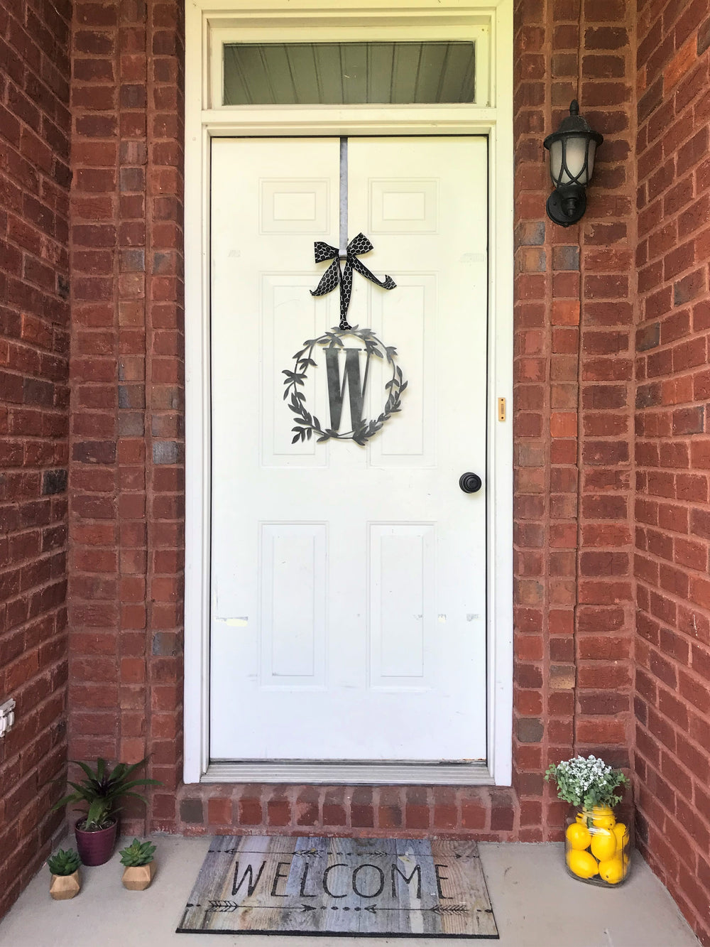 Custom Metal Monogram Fall Wreath, view 1 - handmade laser cut metal by Maker Table