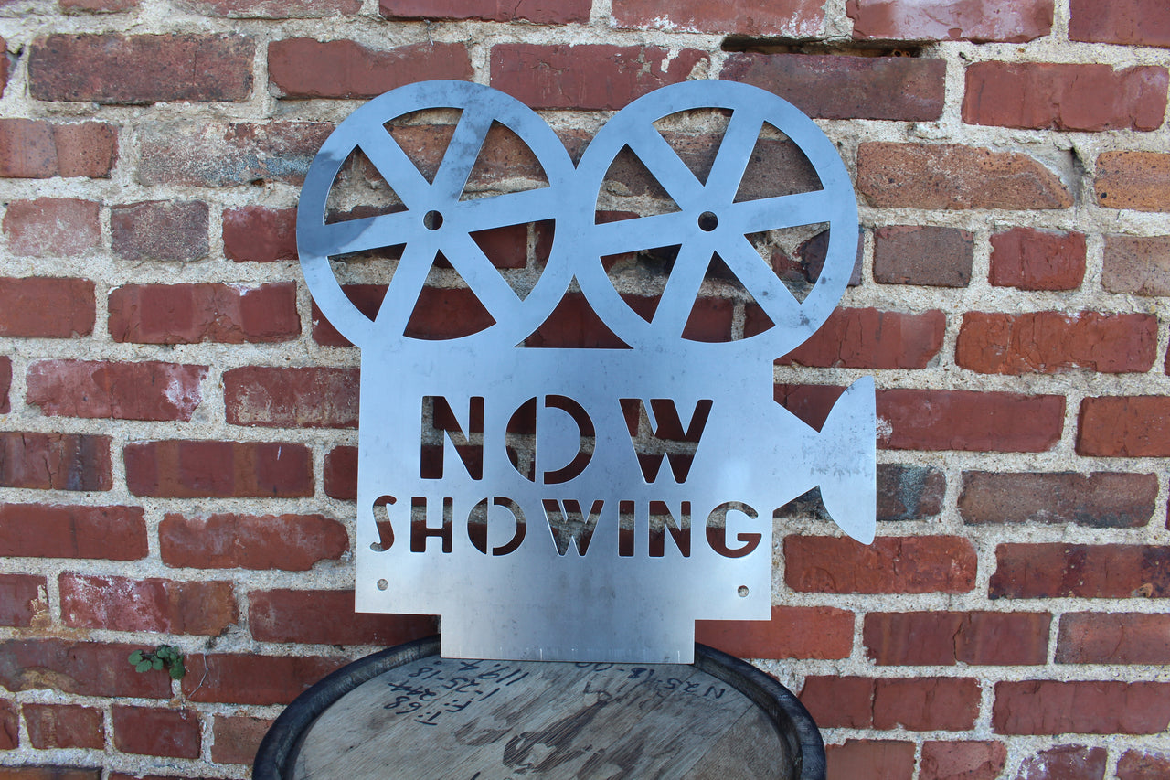 Vintage Metal Film Camera Sign - Now Showing - Home Theater Wall Art ...