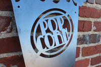 Thumbnail for Vintage Metal Popcorn Sign - Retro Movie Theater Popcorn Bucket - Home Theater Wall Art - Vintage Cinema Home Decor - Retro