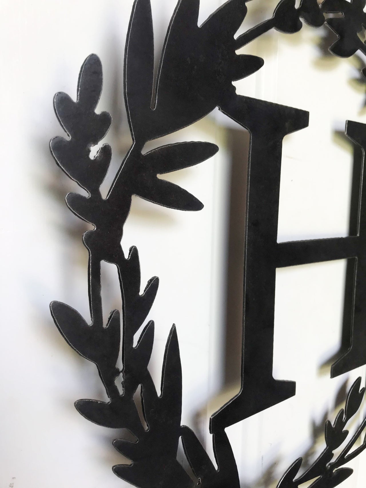 Custom Metal Monogram Elegant Spring Wreath - Initial Letter Front Door Hanger Decor