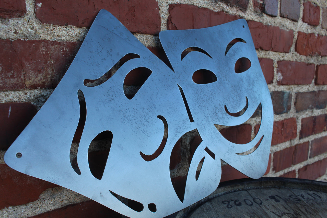 Vintage Metal Drama Face Masks - Retro Home Theater Decor - Vintage Cinema Wall Art - Art Deco Decor