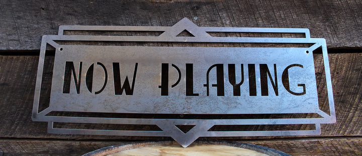 Metal Art Deco Now Playing Marquee Sign - Vintage Cinema Decor - Home Theater Wall Art - Movie Decor - Vintage Film Art - Free Shipping