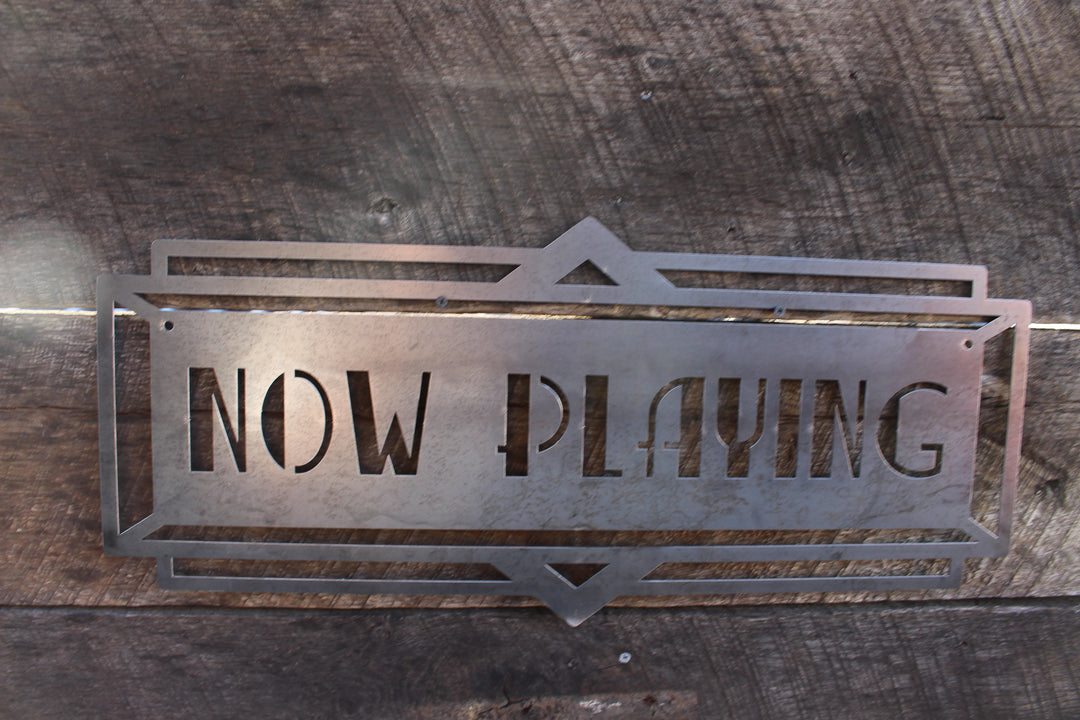 Metal Art Deco Now Playing Marquee Sign - Vintage Cinema Decor - Home Theater Wall Art - Movie Decor - Vintage Film Art - Free Shipping