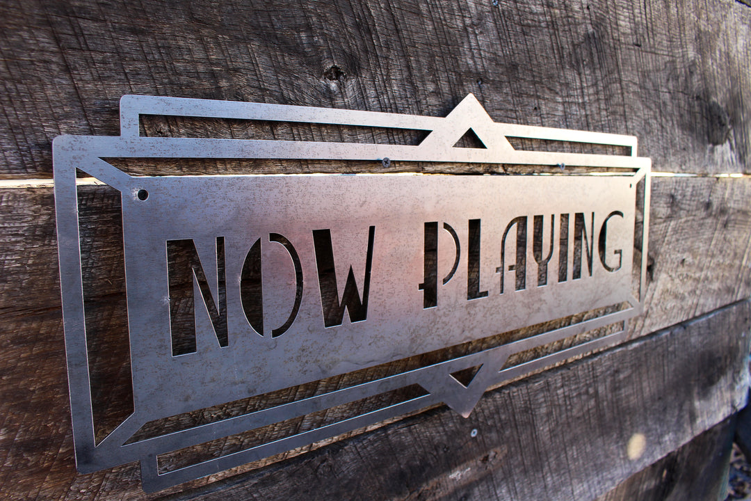 Metal Art Deco Now Playing Marquee Sign - Vintage Cinema Decor - Home Theater Wall Art - Movie Decor - Vintage Film Art - Free Shipping