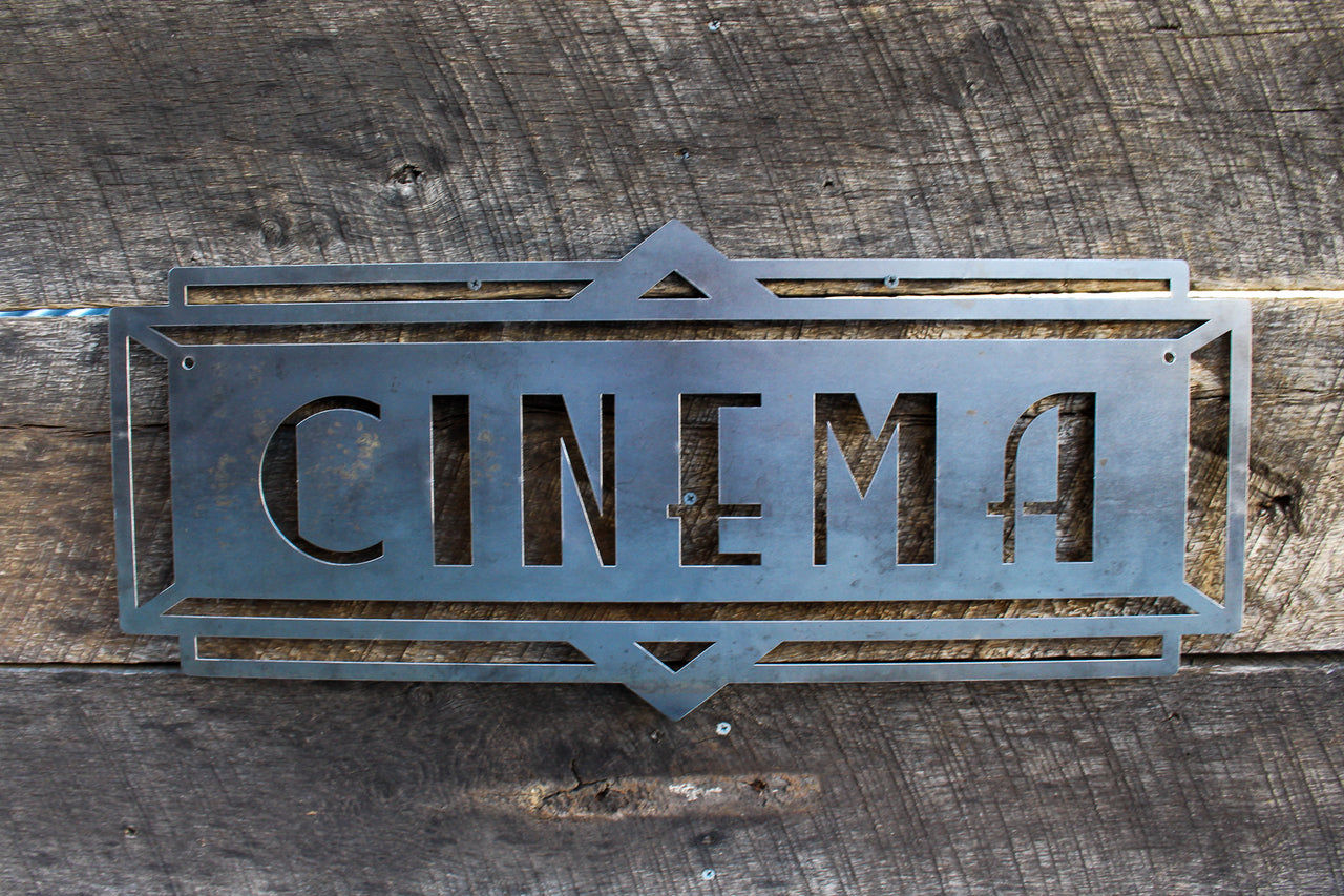 Metal Art Deco Movie Marquee Sign - Vintage Cinema Decor - Retro Home Theater Wall Art - Movie Room Decor - Vintage Film Art - Free Shipping