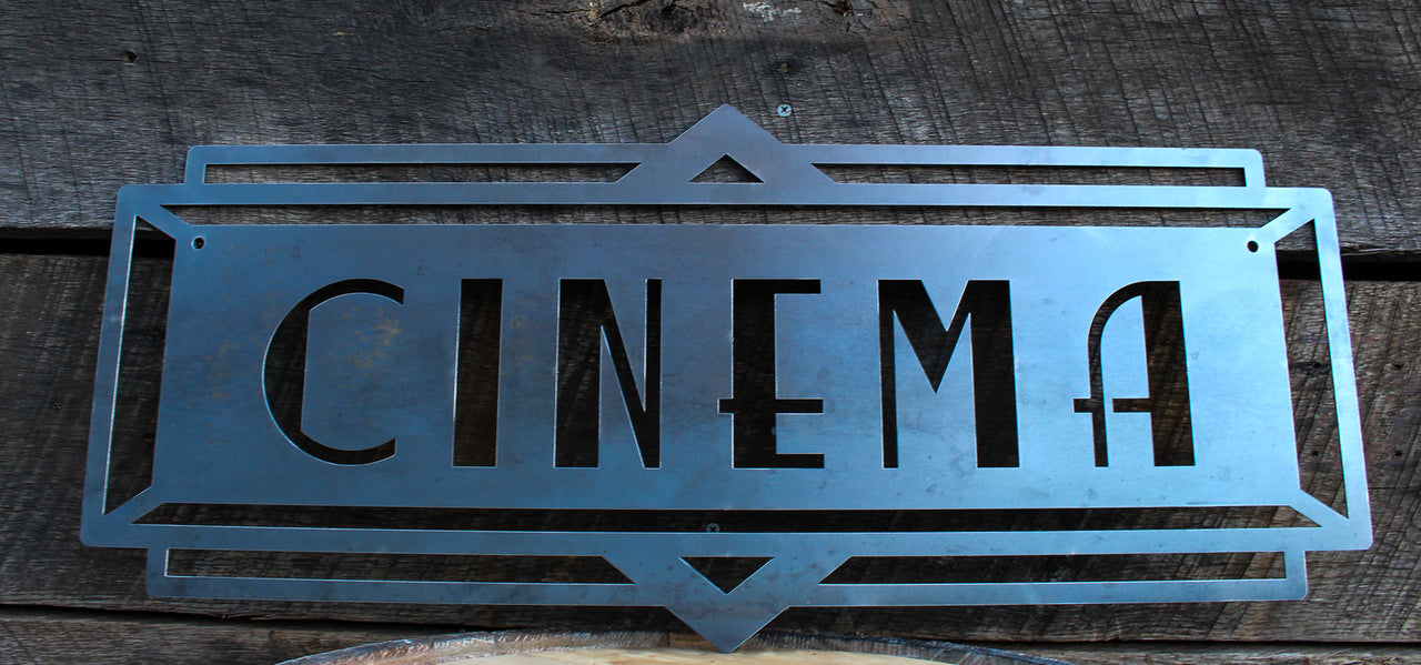 Metal Art Deco Movie Marquee Sign - Vintage Cinema Decor - Retro Home Theater Wall Art - Movie Room Decor - Vintage Film Art - Free Shipping