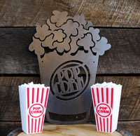 Thumbnail for Vintage Metal Popcorn Sign - Retro Movie Theater Popcorn Bucket - Home Theater Wall Art - Vintage Cinema Home Decor - Retro