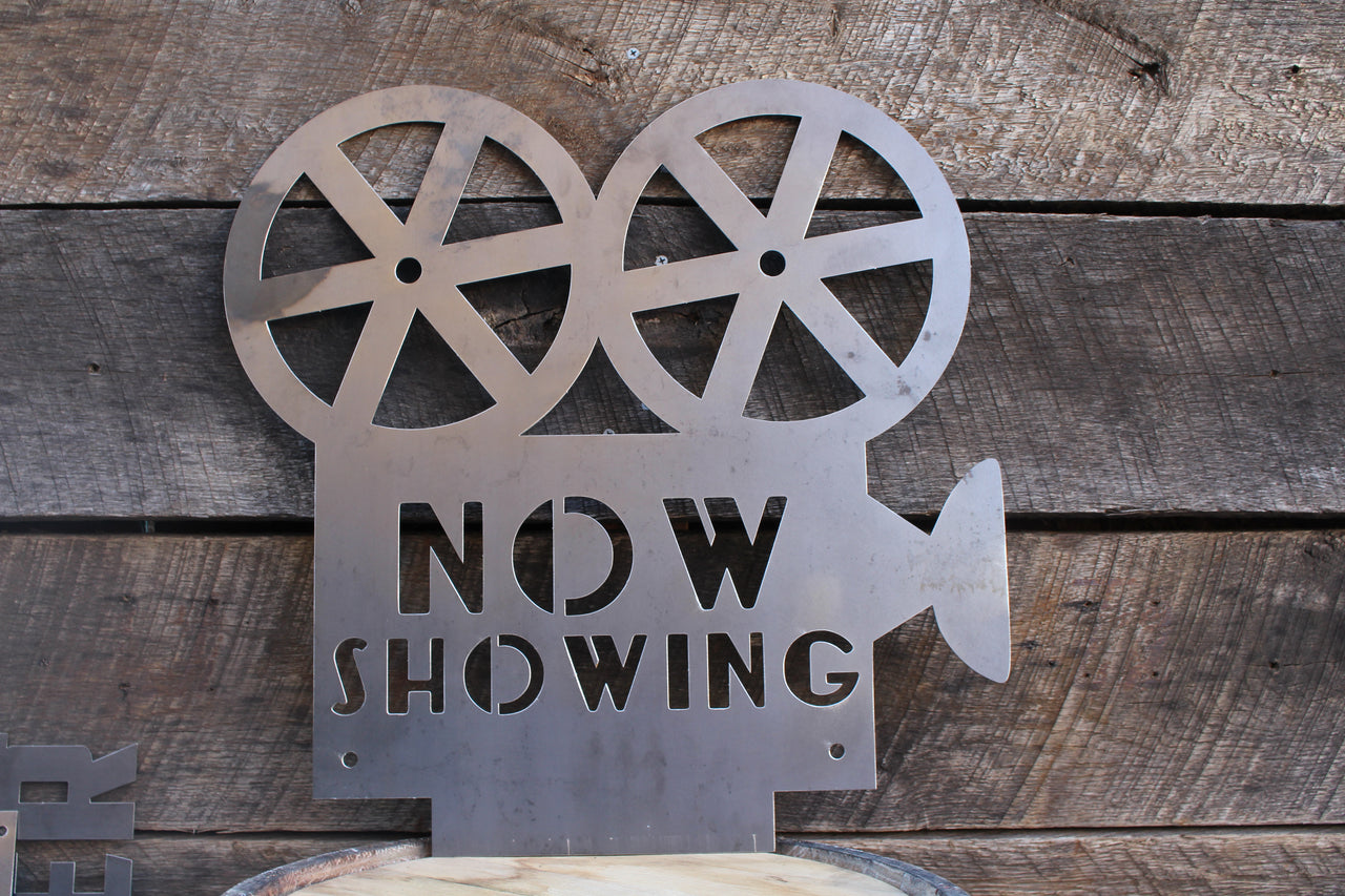 now showing sign home theater