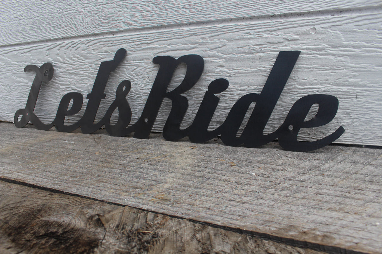 Let's Ride Metal Quote Sign - Motivational Workout Decor - Studio or Home Gym Decor - Peloton SoulCycle Inspiration Wall Art - Free Shipping