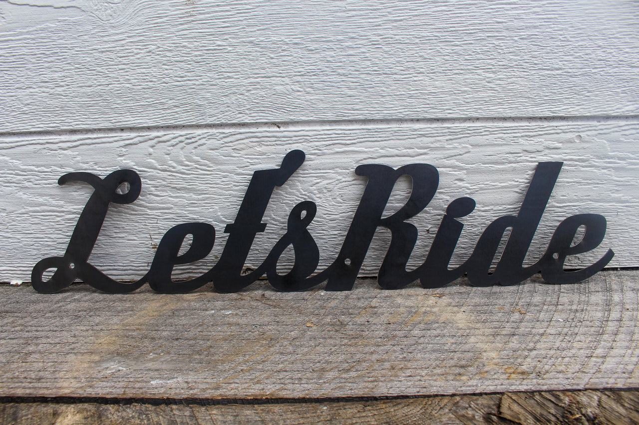 Let's Ride Metal Quote Sign - Motivational Workout Decor - Studio or Home Gym Decor - Peloton SoulCycle Inspiration Wall Art - Free Shipping