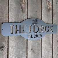 Thumbnail for The Forge - Personalized American Flag Metal Garage Sign - Patriotic Man Cave Wall Art - Fourth of July Decor
