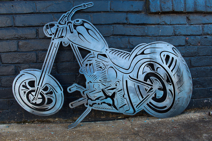 Metal Motorcycle Sign - Chopper Garage Sign - Man Cave Wall Decor - Body Shop Wall Art - Unique Bike Sign For Dad