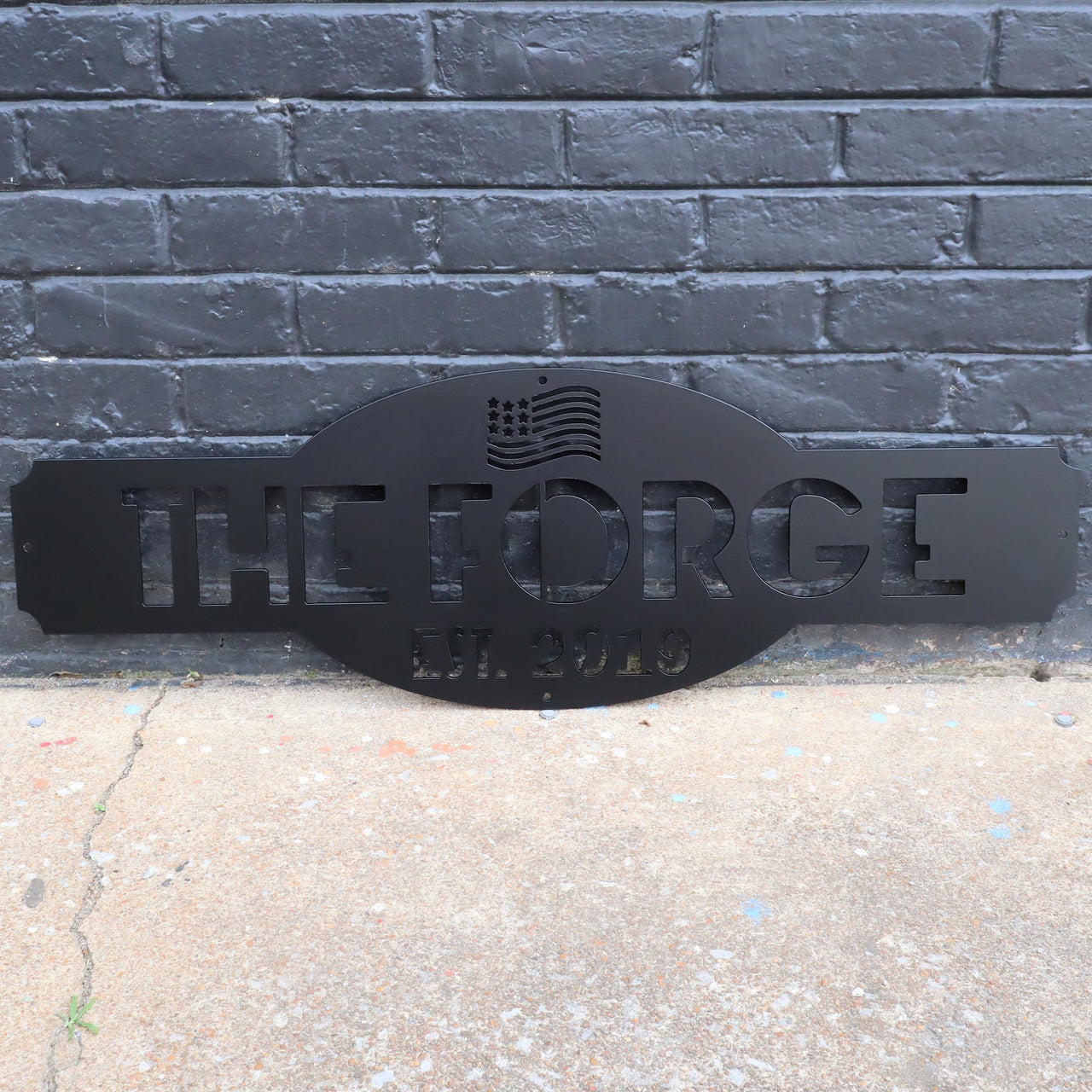 The Forge - Personalized American Flag Metal Garage Sign - Patriotic Man Cave Wall Art - Fourth of July Decor