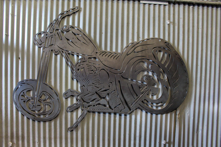 Metal Motorcycle Sign - Chopper Garage Sign - Man Cave Wall Decor - Body Shop Wall Art - Unique Bike Sign For Dad