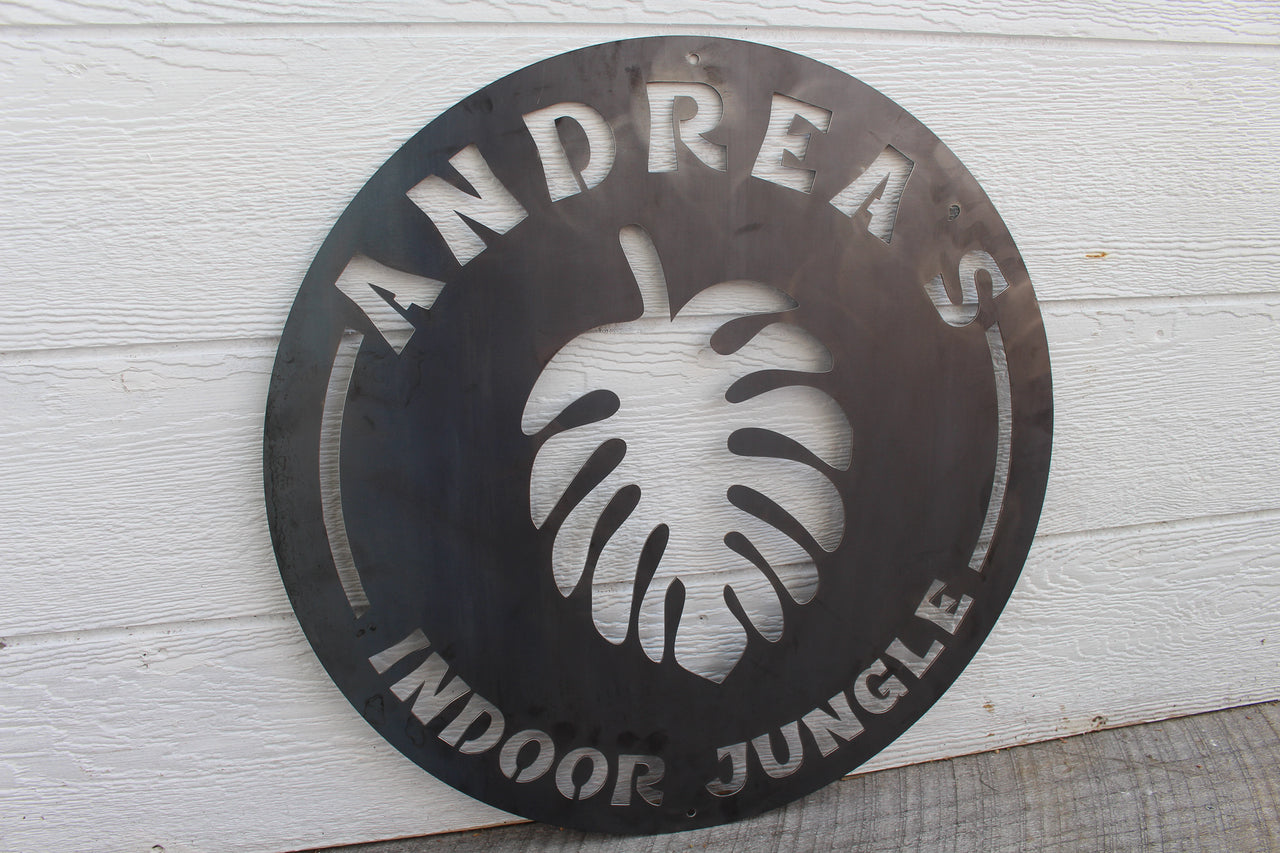 Custom Metal Indoor Jungle Sign - Personalized House Plant Decor - Custom Monstera Wall Art - Swiss Cheese Plant Home Decor