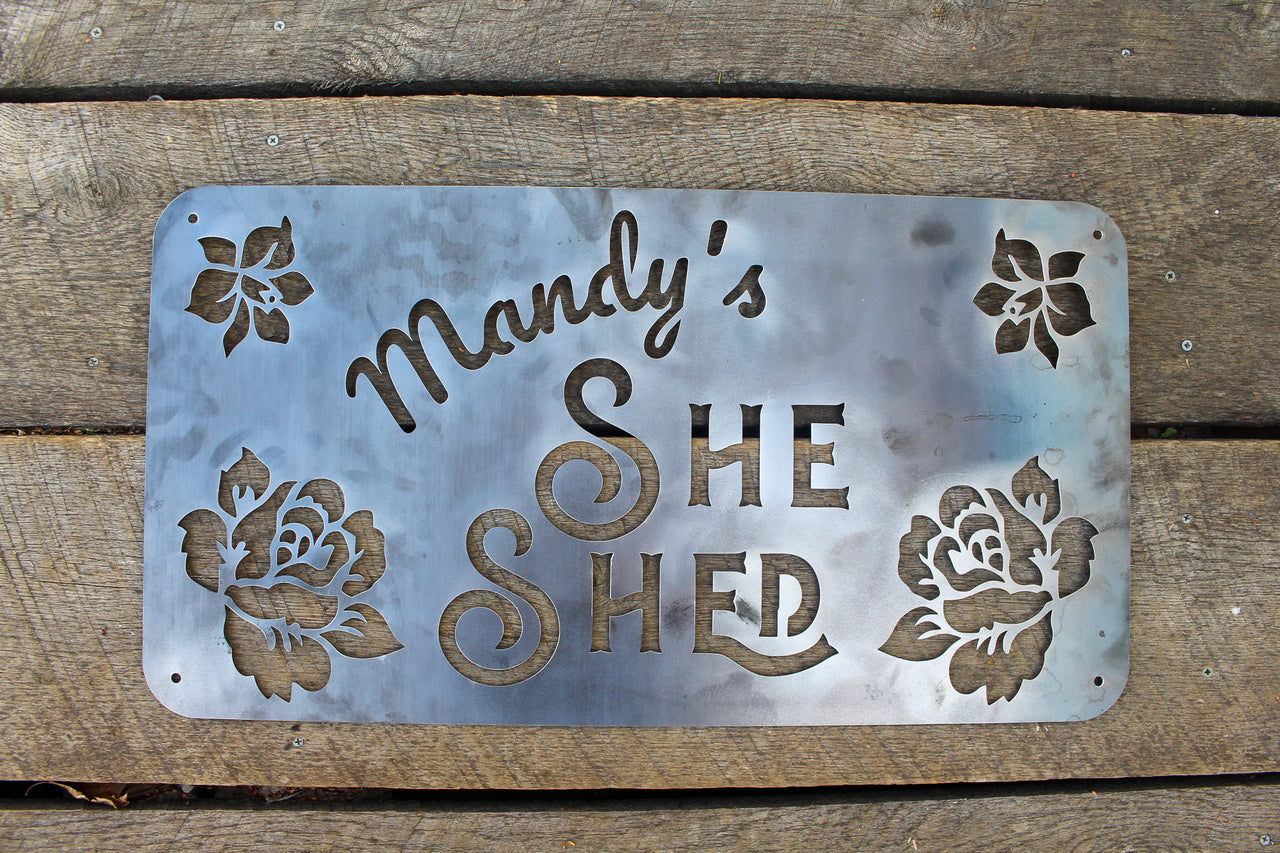 Custom Metal She Shed Sign - Personalized She Shed Decor - Custom Babe Cave Sign - She Shed Wall Art