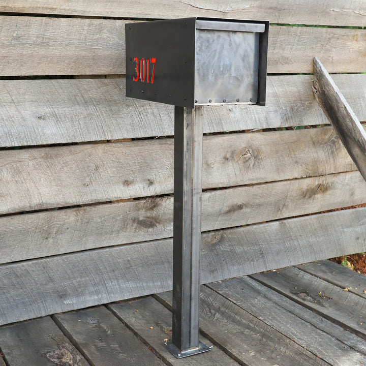 Modern Steel Mailbox - Metal Address Mail Box with Personalized Numbers - Letter Box Post