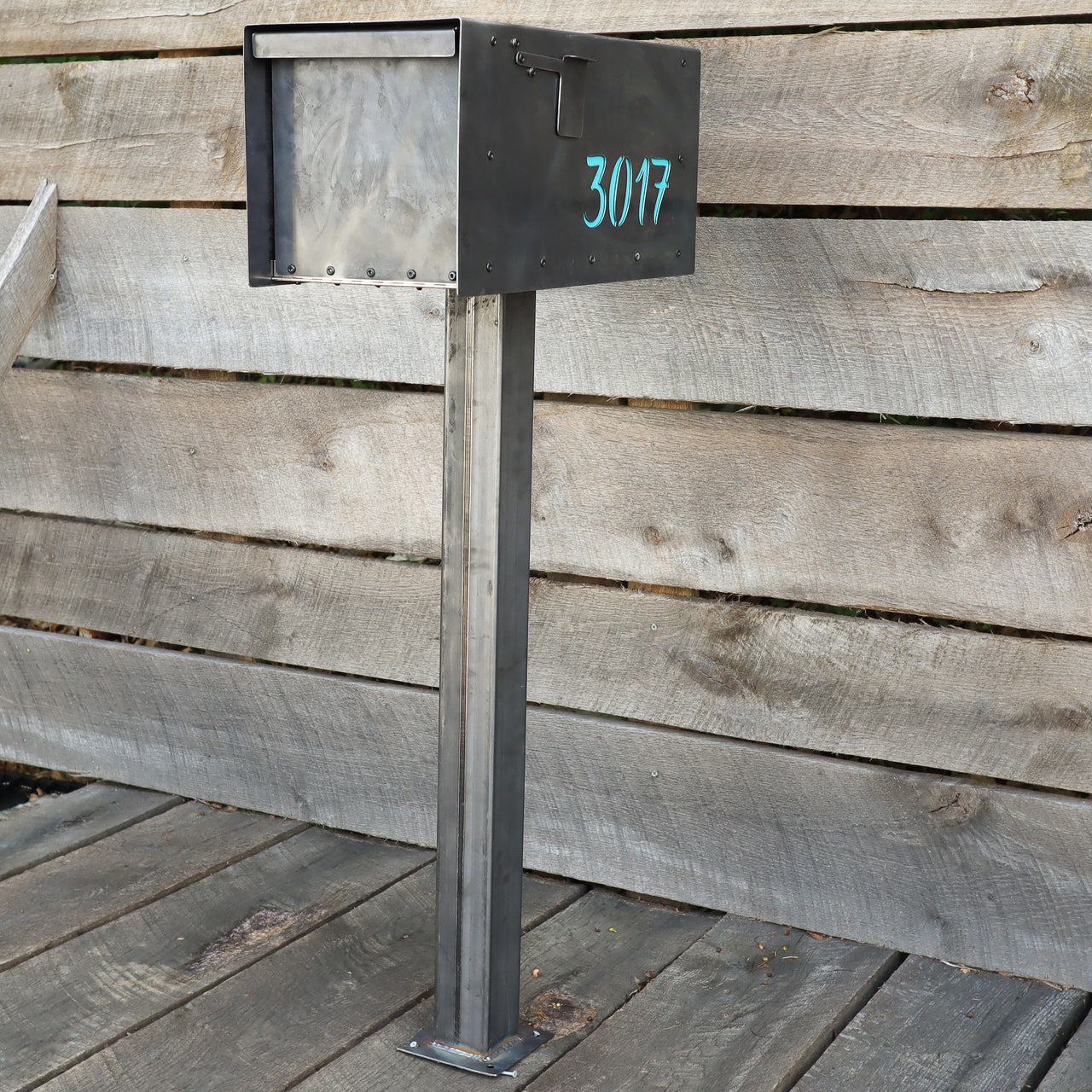 Custom Modern Steel Mailbox - Metal Address Mail Box with Personalized Numbers - Letter Box Post