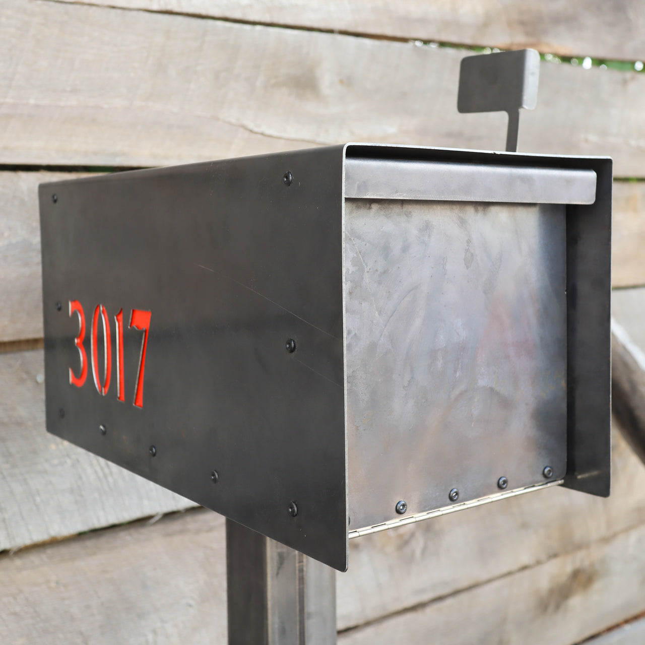 Modern Steel Mailbox - Metal Address Mail Box with Personalized Numbers - Letter Box Post