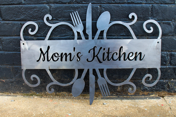 Mom's Kitchen Metal Sign - Custom Metal Kitchen Wall Art - Personalized Rustic Farmhouse Decor