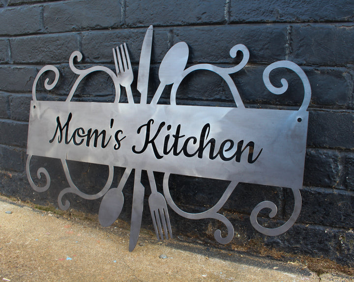 Mom's Kitchen Metal Sign - Custom Metal Kitchen Wall Art - Personalized Rustic Farmhouse Decor