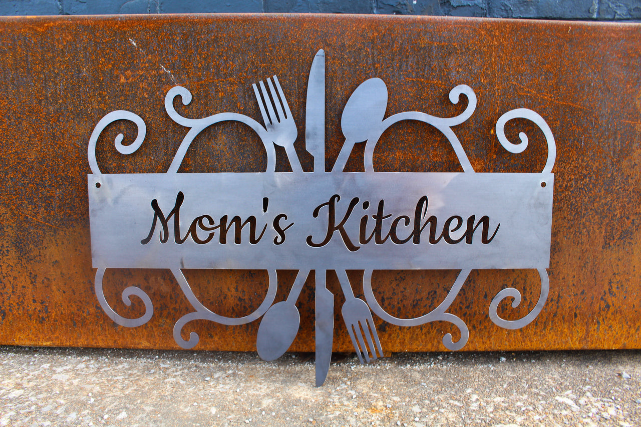 Mom's Kitchen Metal Sign - Custom Metal Kitchen Wall Art - Personalized Rustic Farmhouse Decor