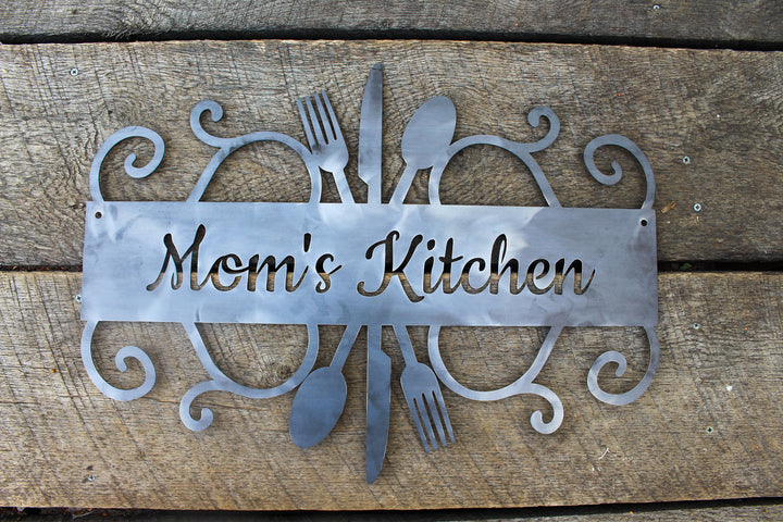 Mom's Kitchen Metal Sign - Custom Metal Kitchen Wall Art - Personalized Rustic Farmhouse Decor