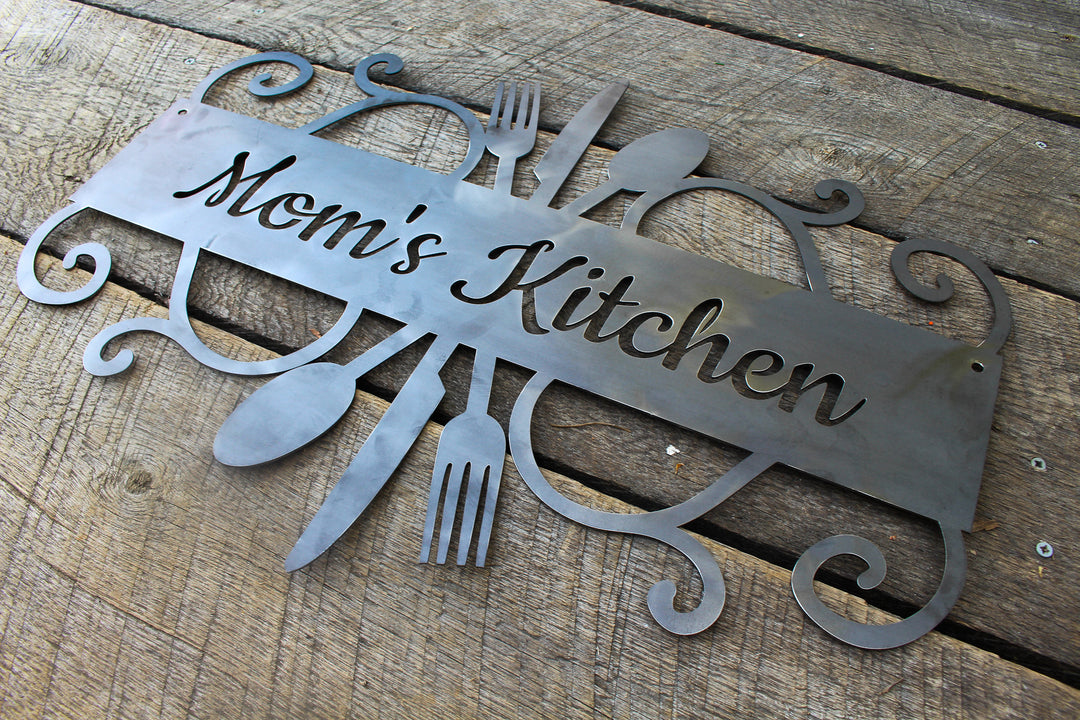 Mom's Kitchen Metal Sign - Custom Metal Kitchen Wall Art - Personalized Rustic Farmhouse Decor