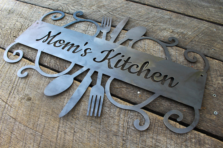 Mom's Kitchen Metal Sign - Custom Metal Kitchen Wall Art - Personalized Rustic Farmhouse Decor