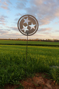 Thumbnail for Tennessee Tri-Star Metal Garden Stake - Nashville Knoxville Chattanooga Memphis - Lawn Decor - Unique Tennessee Garden Art - Free Shipping