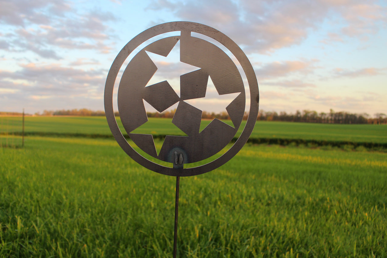 Tennessee Tri-Star Metal Garden Stake - Nashville Knoxville Chattanooga Memphis - Lawn Decor - Unique Tennessee Garden Art - Free Shipping