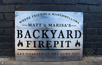 Thumbnail for Personalized Backyard Firepit Metal Sign - Custom Backyard Home Decor - Custom Modern Patio Wall Art - Firepit Metal Sign