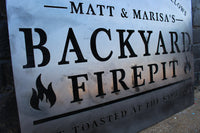 Thumbnail for Personalized Backyard Firepit Metal Sign - Custom Backyard Home Decor - Custom Modern Patio Wall Art - Firepit Metal Sign