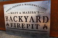 Thumbnail for Personalized Backyard Firepit Metal Sign - Custom Backyard Home Decor - Custom Modern Patio Wall Art - Firepit Metal Sign