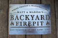 Thumbnail for Personalized Backyard Firepit Metal Sign - Custom Backyard Home Decor - Custom Modern Patio Wall Art - Firepit Metal Sign