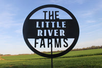 Thumbnail for The Little River Farms Garden Stake -  Custom Metal Farm Name Garden Art - Personalized Homestead Sign - Modern Yard Decor