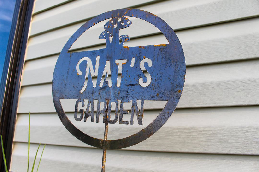 Personalized Mushroom Garden Stakes
