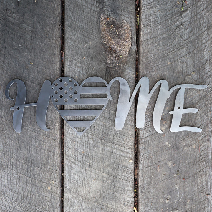 Metal Home Sign - American Flag Heart Wall Art - Fourth of July Decor