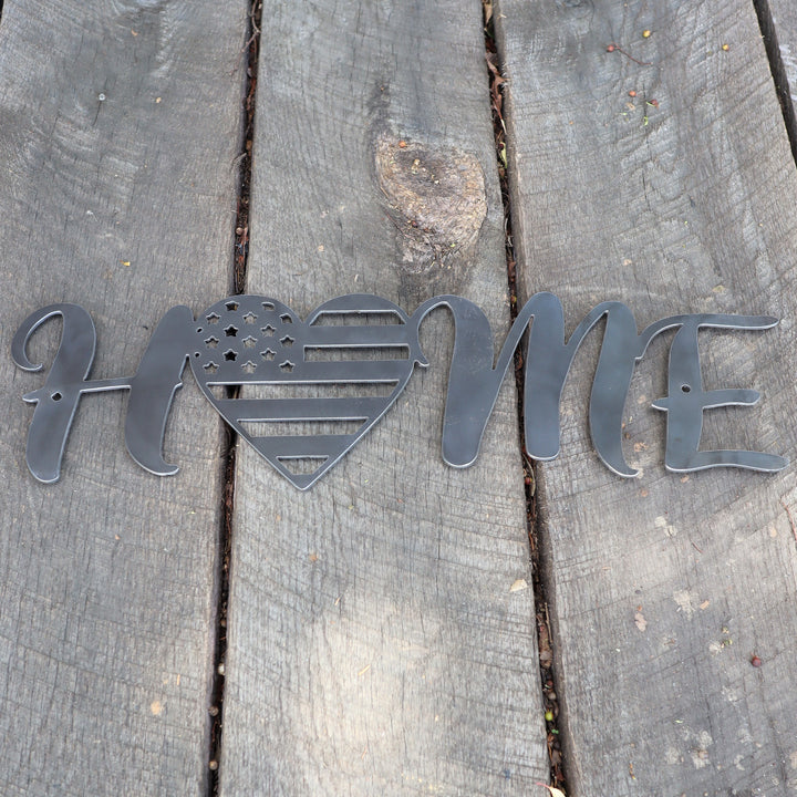 Metal Home Sign - American Flag Heart Wall Art - Fourth of July Decor