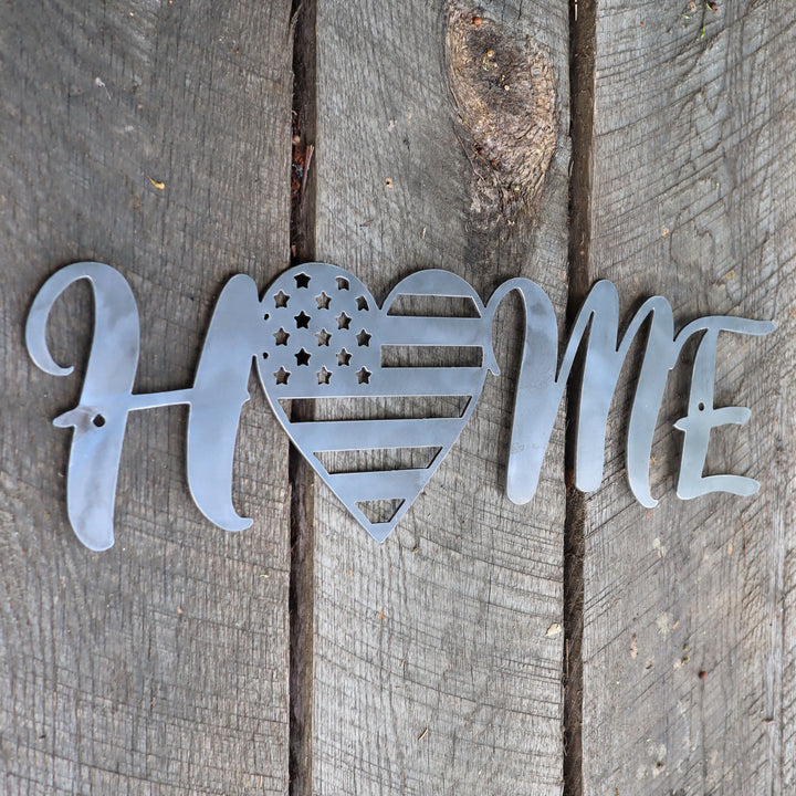 Metal Home Sign - American Flag Heart Wall Art - Fourth of July Decor